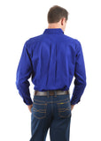 HARD SLOG MENS Half Placket Light Cotton Shirt L/S | Royal Blue