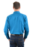 HARD SLOG MENS Half Placket Light Cotton Shirt L/S | Bright Blue
