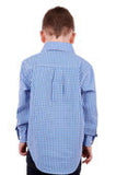 Kids Devin Half Placket LS Shirt | Blue