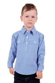 Kids Devin Half Placket LS Shirt | Blue