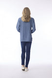 ORIENTIQUE KNIT TOP R-NECK  | 1327 DENIM MELANGE