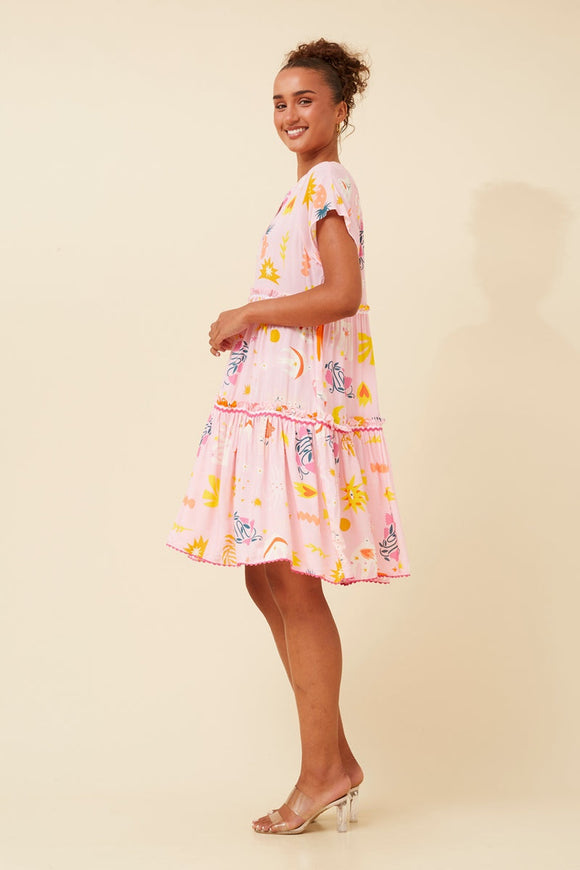 CKM | CAP SLEEVE ABSTRACT PRINT