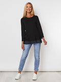 Georgette Hem Top | Black