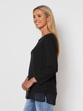 Georgette Hem Top | Black