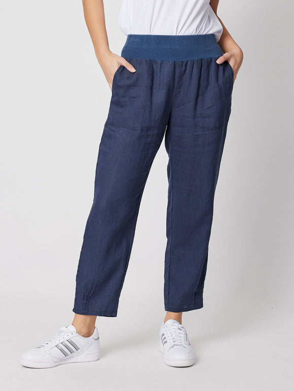 GORDON SMITH | Rib Waist Linen Pant #19393