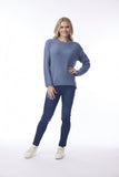 ORIENTIQUE KNIT TOP R-NECK  | 1327 DENIM MELANGE