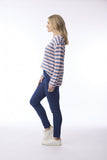 ORIENTIQUE KNIT TOP R-NECK  STRIPE SLUB | 1328 BLUSH PINK/DENIM