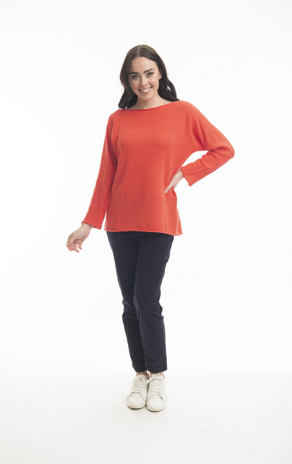 Boat Neck Knit | Flaming Red