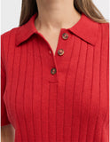 YARRA TRAIL | CAFE KNIT POLO - YTWN7735 | RUBY