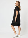 Ruffle Hem Linen Dress | Black