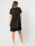 Ruffle Hem Linen Dress | Black