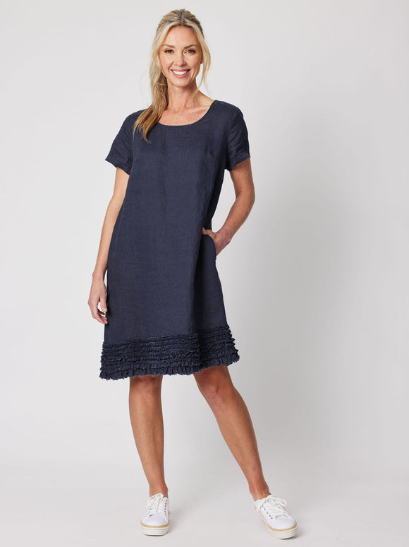 G0RDON SMITH Ruffle Hem Linen Dress |