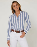 PILBARA WOMENS JACQUELIN CLASSIC COTTON SHIRT | CHAMBRAY-WHITE | RMPC154