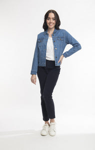 ORIENTIQUE-DENIM COLLARED JACKET