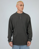 SILENT THEORY Henley Ls Top Charcoal