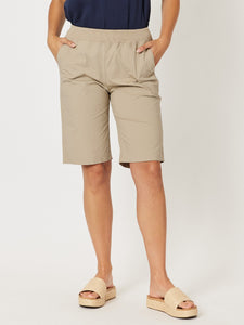 THREADZ|Santorini Cotton Pull On Shorts -NATURAL