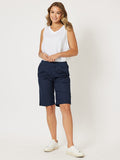 THREADZ|Santorini Cotton Pull On Shorts - Navy