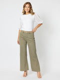 Threadz Georgia Stretch Cotton Wide Leg Jean - Khaki