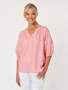 GORDON SMITH Diana Detail Sleeve Top - Coral