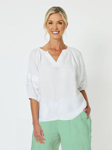 GORDON SMITH Diana Detail Sleeve Top -WHITE