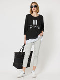 Pause Friday Relaxed 3/4 Sleeve Sweatshirt - Black