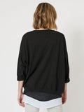 Pause Friday Relaxed 3/4 Sleeve Sweatshirt - Black