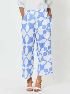 PANTILE PRINT WIDE LEG PANT - BLUE