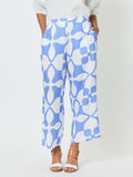 PANTILE PRINT WIDE LEG PANT - BLUE