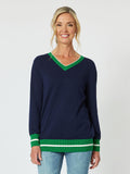 GORDON SMITH|HARVARD V NECK TRIM JUMPER - NAVY