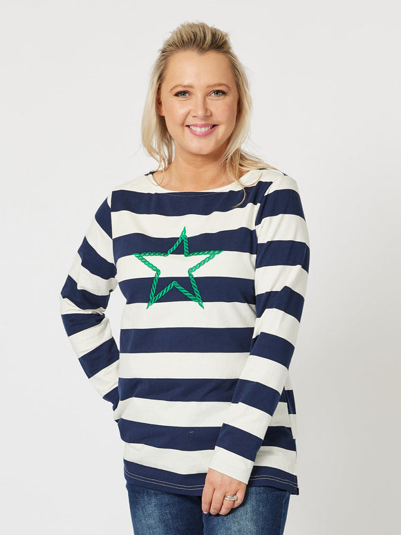 GORDON SMITH|CLOVER STRIPE TEE - NAVY