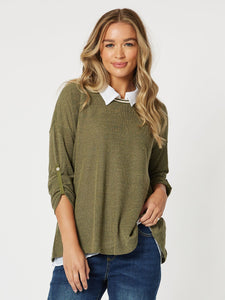 Copy of THREADZ|Claire 2 In 1 Top - Khaki