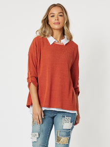 THREADZ|Claire 2 In 1 Top - Burnt Orange