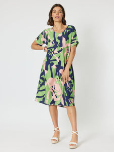 THREADZ Como Printed Dress - Green #45856