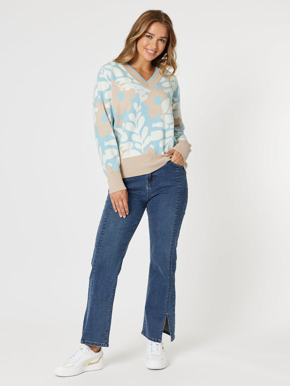 THREADZ  PASADINA V NECK KNIT 46631