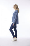 ORIENTIQUE KNIT TOP R-NECK  | 1327 DENIM MELANGE