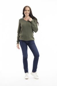 Orientique KNIT V-NECK CABLE JUMPER