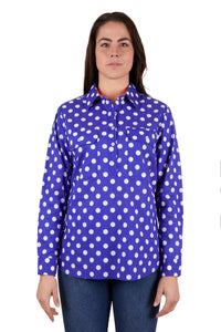 HARD SLOG|WOMENS ANETTE 1/2 PLACKET LONG SLEEVE SHIRT