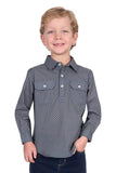 HARD SLOG KIDS THOMAS 1\2 PLACKT LONG SLEEVE SHIRT | NAVY\TAN