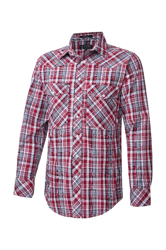 Pilbara Western Men's Snap Button L/S Shirt |RED