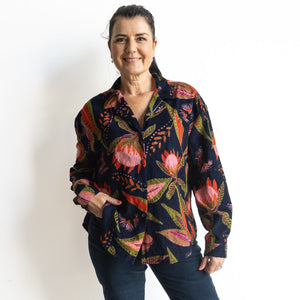 ORIENTIQUE CORD PRINTED SHIRT LONG | RECKLESS