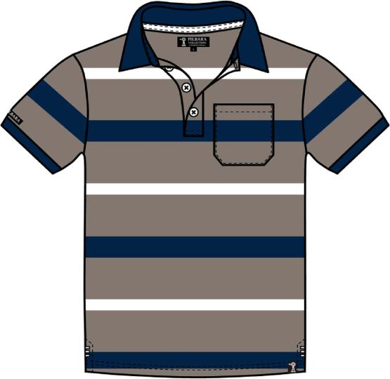 Mens Y/D Striped Pocket Polo | Wood-Navy-White