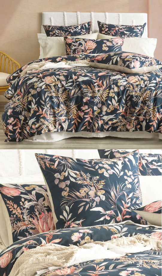 RENEE TAYLOR Quilt Cover Set - Waratah Midnight