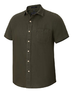 PILBARA Mens Linen S/S Shirt OLIVE