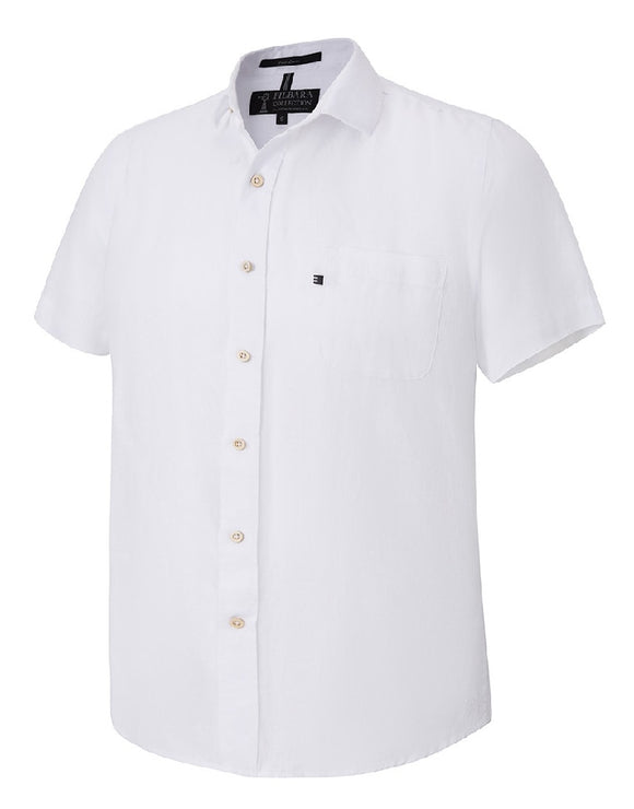 PILBARA Mens Linen S/S Shirt WHITE