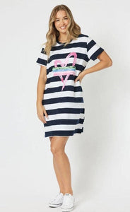 Threadz| Womens Pink Heart Stripe Dress