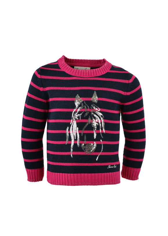 Brandy Horse Sequin Jumper | Dark Navy/Pink