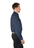 Glenn Cord Thermal Check Long Sleeve Shirt | Navy/Tan