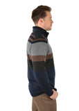 Merino Pheonix 1/4 Zip Rugby Jumper | Navy/Dark Tan