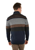 Merino Pheonix 1/4 Zip Rugby Jumper | Navy/Dark Tan