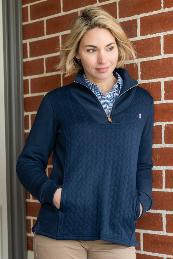 Womens Abby 1/4 Zip Rugby Jumper | Navy